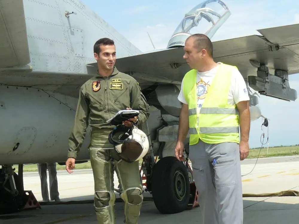 Dian Deskov DESKICH getting ready to board a MiG-29 for a flight