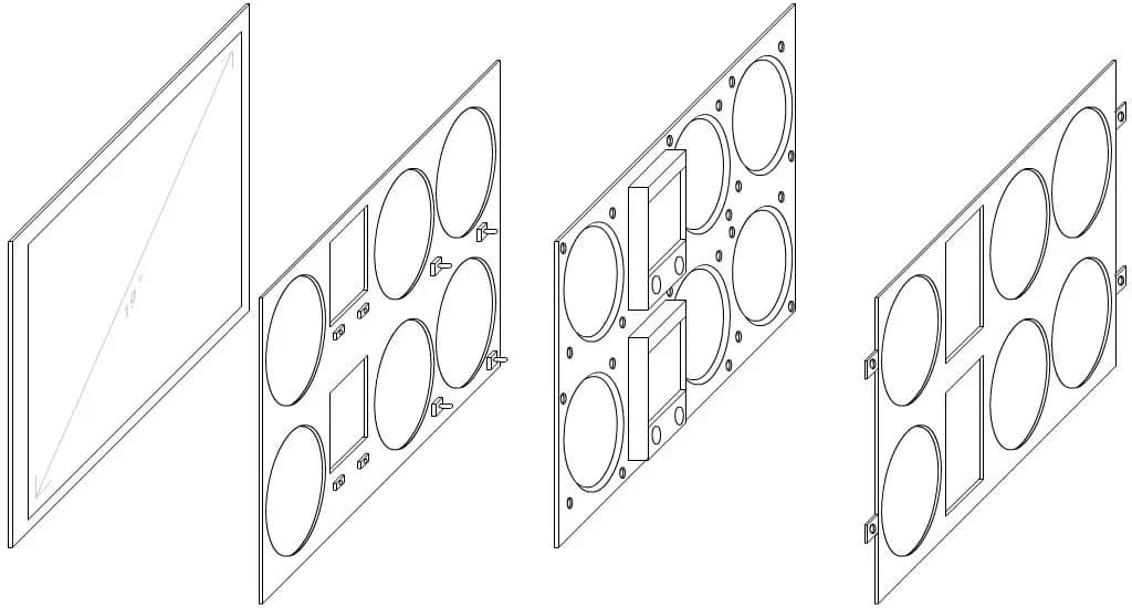 A six pack sandwich panel diagram for the C-172 simulator