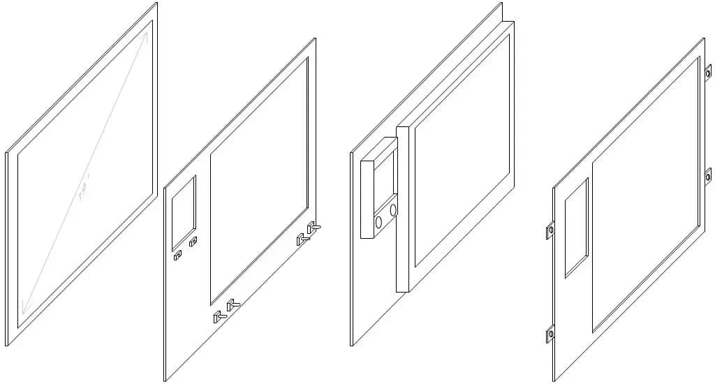 A glass cockpit sandwich panel diagram for the C-172 simulator