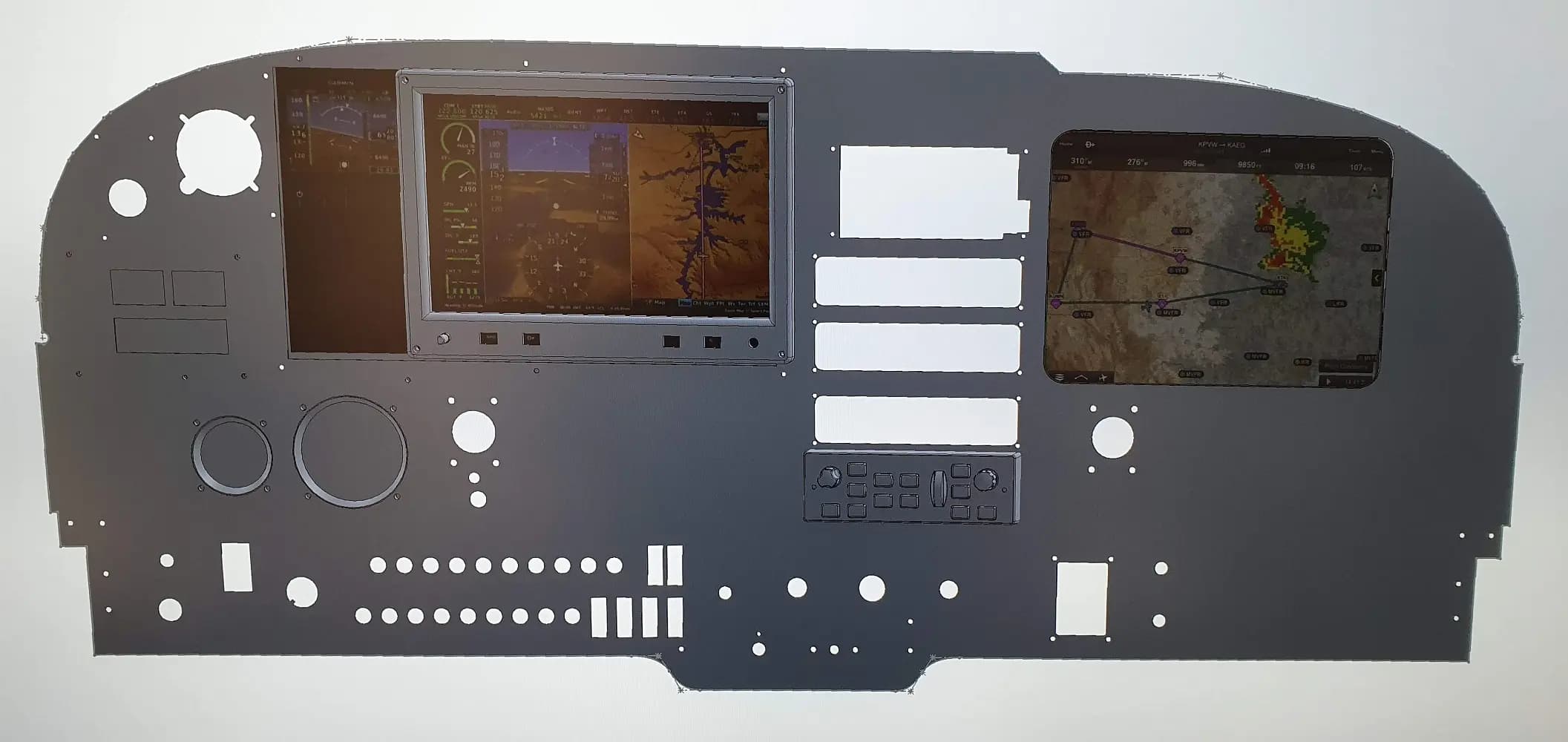 A CAD model for the glass cockpit avioncs panel