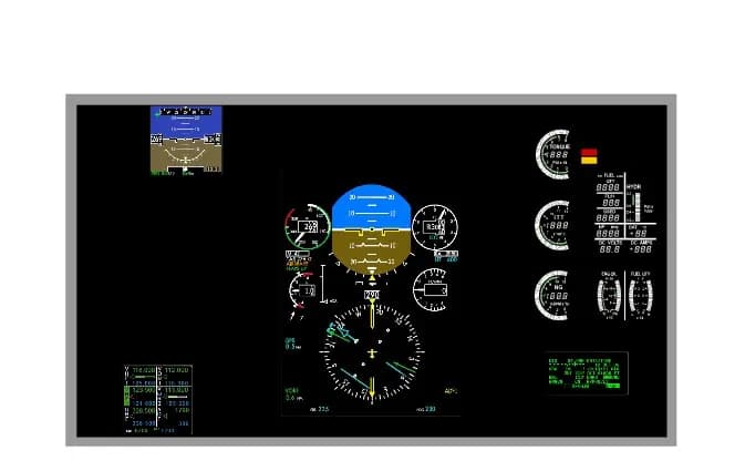 A Monitor with avionics of the Pilatus PC9M main panel