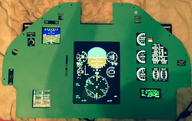 A monitor with CNC cut main panel on top of it