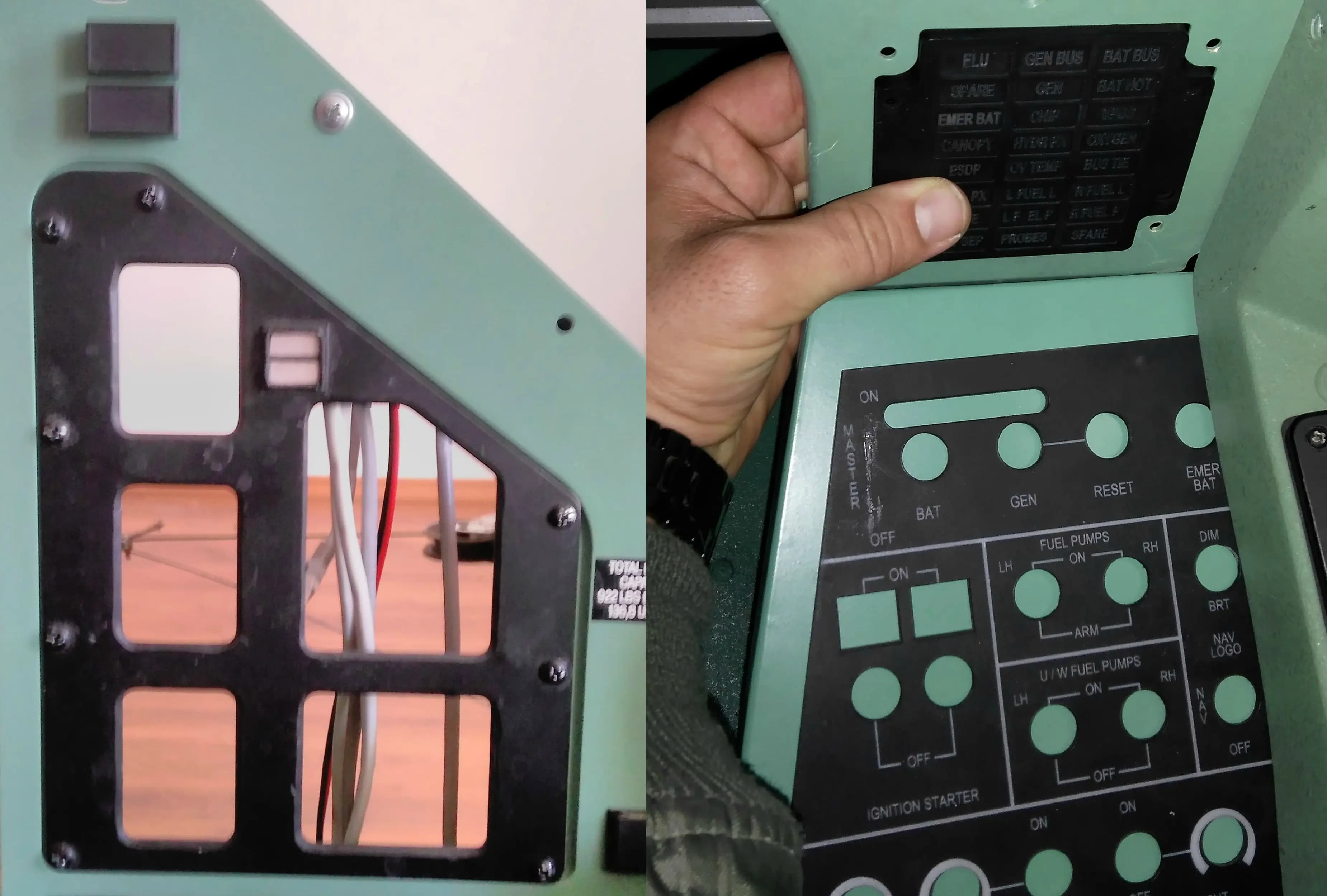 Cnc cut engine instruments panel of the Pilatus PC-9M Flight Simulator