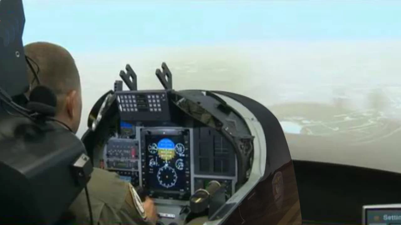 Pilatus PC-9M Flight Simulator completed with a cadet training on it in daylight