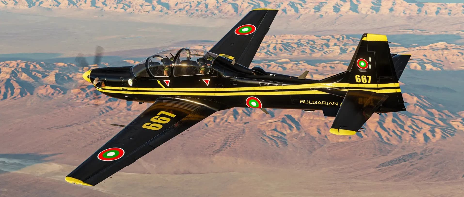 Bulgarian Air Force Pilatus PC-9M in flight